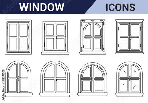Elegant black and white window designs featuring both traditional and contemporary frame styles.