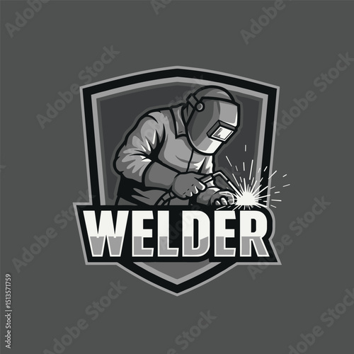 welding welder service logo emblem badge illustration vector design