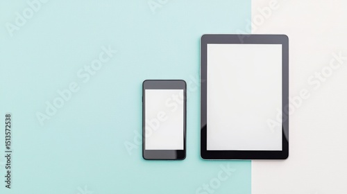 Smartphone and tablet mockup modern tech on pastel background
