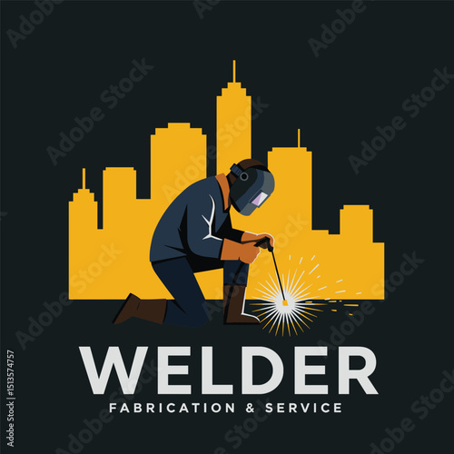 welding welder service logo emblem badge illustration vector design