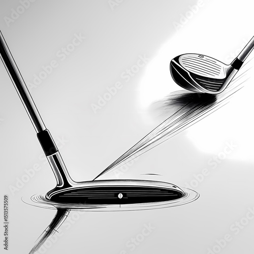 illustration of a golf club and golf ball