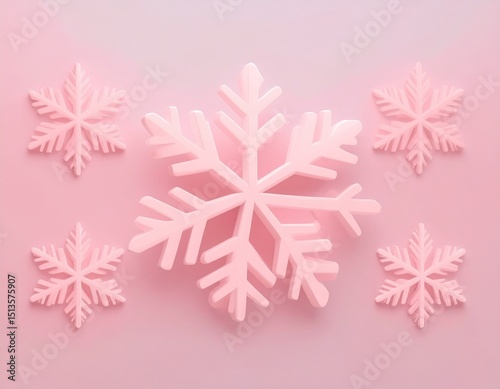 Pink Snowflake Pattern on Pastel Background