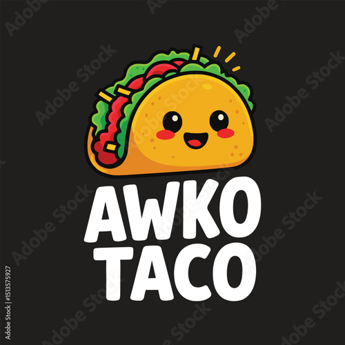 Awko Taco Food T-Shirt Design, Posters, Greeting Cards, Textiles, and Sticker Vector	