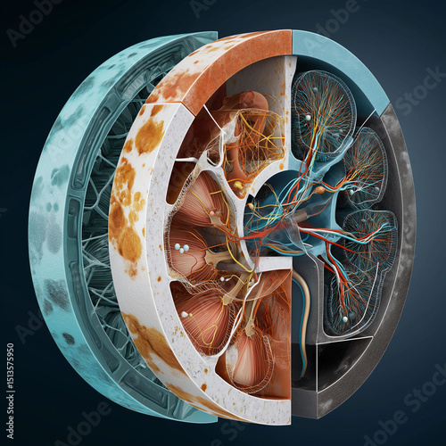 Hyperkalemia potassium emergency. Electrolyte symptom. Imbalance blood. Cross-section of a kidney showing potassium excretion issues.