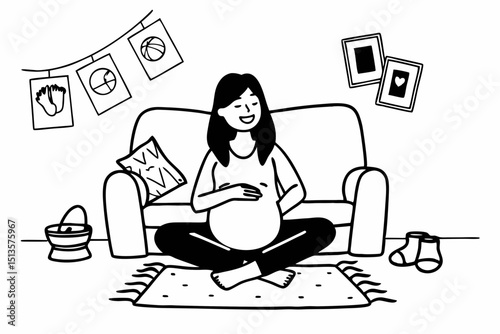 pregnancy, motherhood, people and expectation concept - happy pregnant woman with big tummy at home