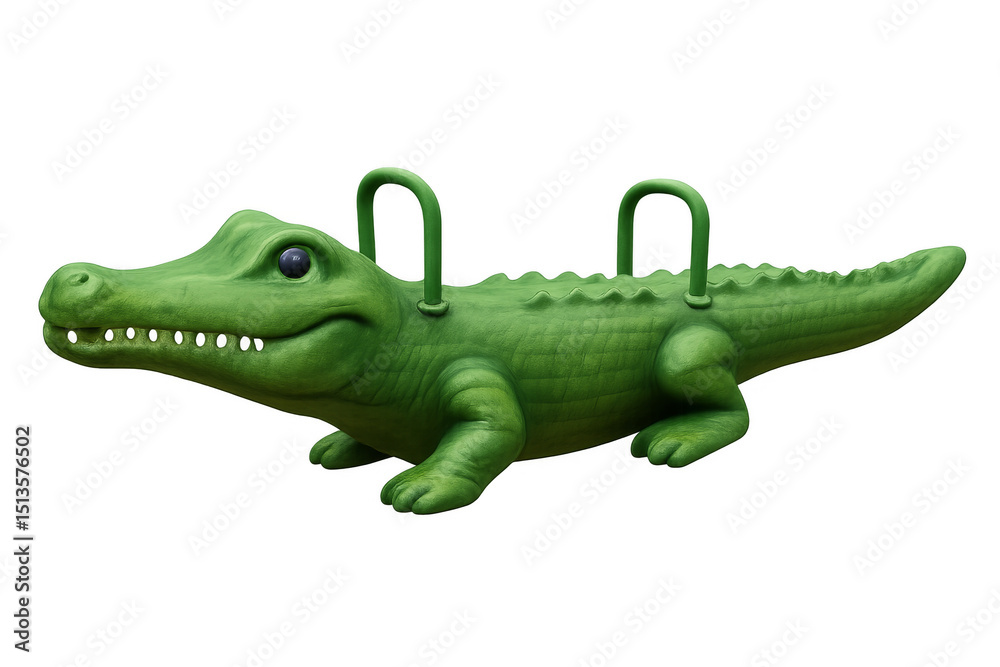 Naklejka premium Green alligator playground rocker swinging on transparent background