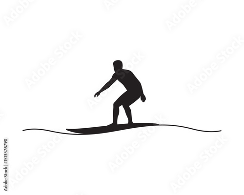 Minimal Surfer man silhouette vector.