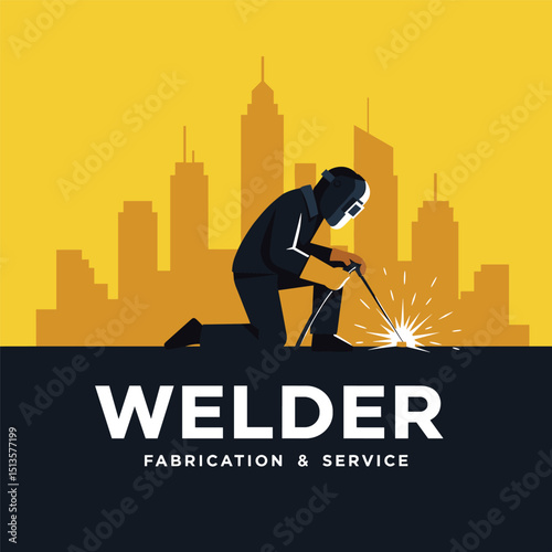 welding welder service logo emblem badge illustration vector design