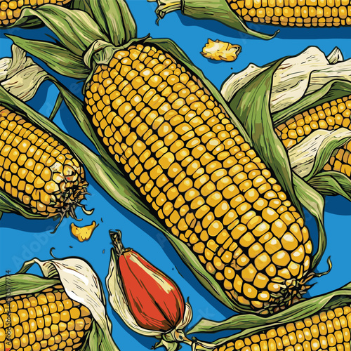 corn vector comic style for design needs