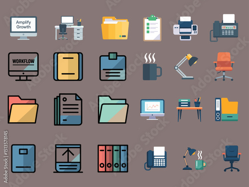 Set of Business icons. Business and Finance web icons in line style. Money, bank, contact, infographic. Icon collection. Vector illustration. Business and office icons. 