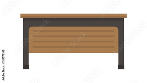 Brown Wooden Desk with Drawers Icon