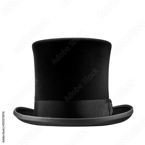 Black top hat isolated on transparent background