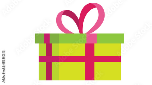 Green Gift Box with Pink Bow Icon