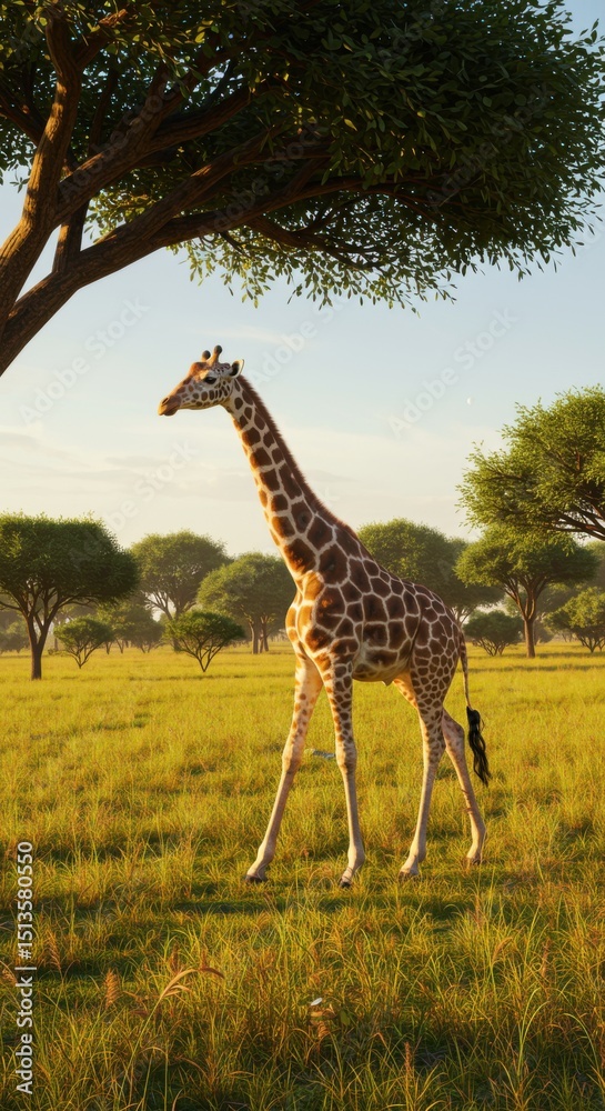 Obraz premium Giraffe in its natural African Savannah habitat