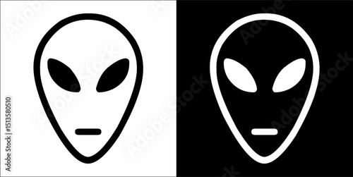Aliens head. Alien black face illustration