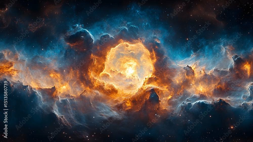 Obraz premium Celestial Bloom: A Vibrant Nebula Displaying Cosmic Clouds and D