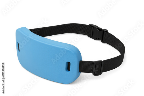 Light blue flotation belt with black strap on transparent background