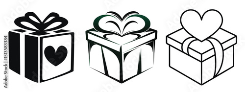 Minimalist Gift Box Line Art, Love & Celebration Icon
