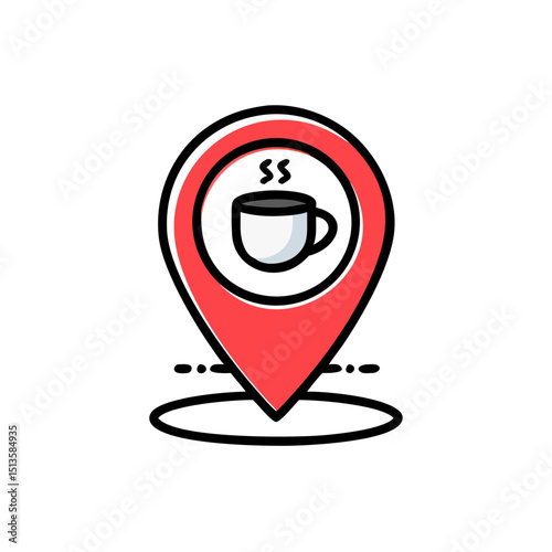 Coffee Shop Location Pin Icon - Hot Drink Map Marker