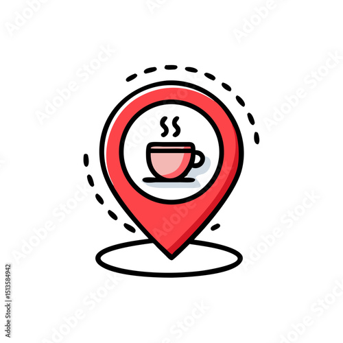 Coffee Shop Location Pin Icon - Hot Drink Map Marker