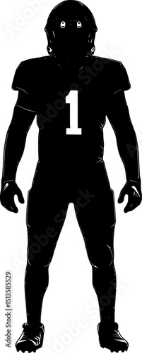 American Football Player with Number 1 Silhouette