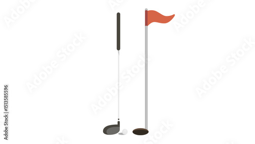 Golf Club And Ball On Tee