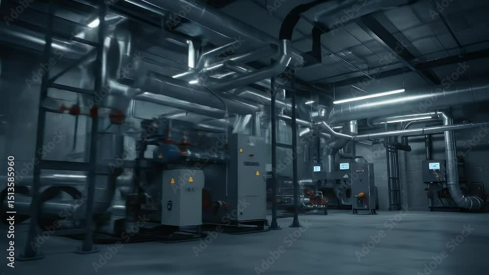 Industrial Piping System: Complex Network of Pipes and Machinery