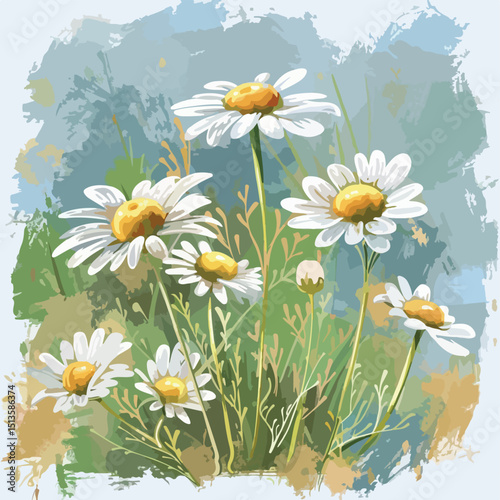 flower, nature, art, spring, blossom, botanical, illustration, daisy, design, petal, summer, floral, beauty, plant, flora, leaf, bouquet, decoration, cartoon, botany, bloom, print, vector, white, 