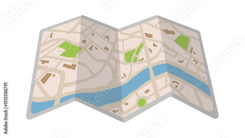 Illustrated Tourist Map with River Icon