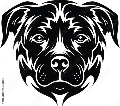 Bold Black and White Artistic Dog Face Illustration for Design Projects