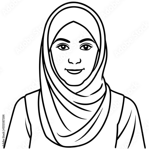 vector illustration of a hijab style on white background