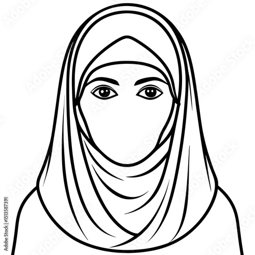 vector illustration of a hijab style on white background 