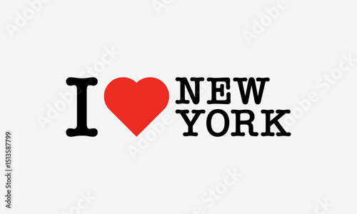 I Love New York Red Heart Black Text Lettering T-Shirt Sweatshirt Horizontal Sublimation Vector Design