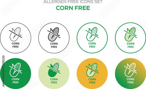 Allergen-free icons set vector illustration