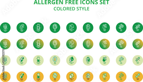 Allergen-free icons set vector illustration