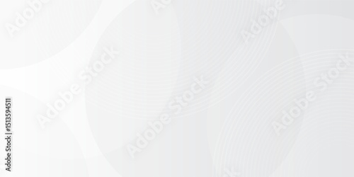 White geometric abstract background overlap layer on bright space with lines effect decoration. Modern graphic design element circles style concept for banner.
