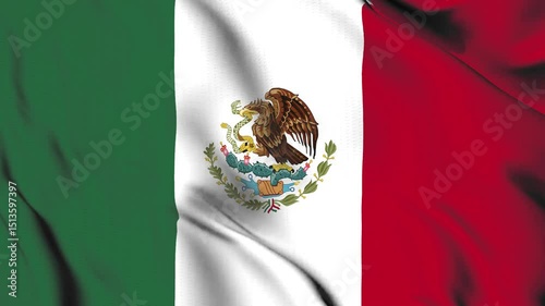 The Mexico country flag waves in the wind.