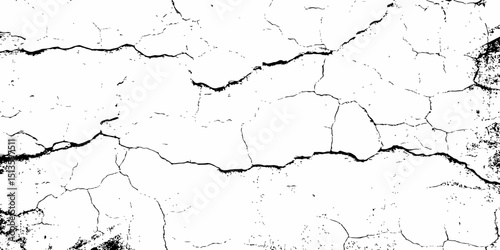 White cracked wall above  brick wall with  cracks and black spots creating  textured and  cracked surface with peeling and damaged texture