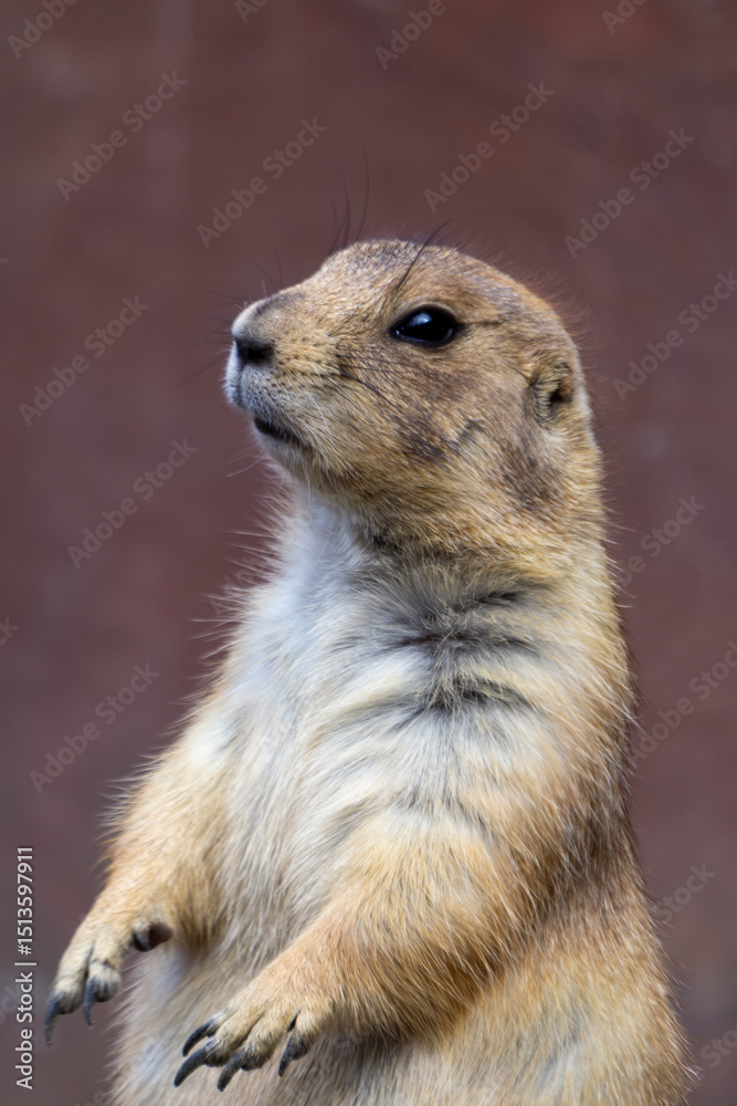 Obraz premium Curious Prairie Dog Standing on Alert with a Blurred Background