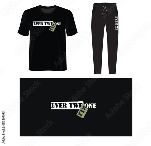 T- shirt with bottom victor. Front side, mockup for design.