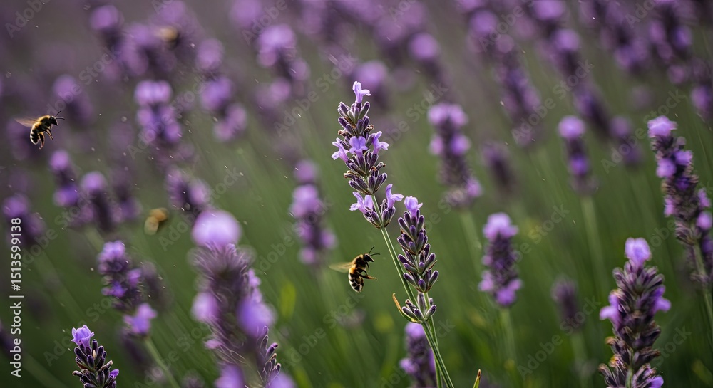 Bees in Flight over Lavender Field Bees in Flight over Lavender Field
