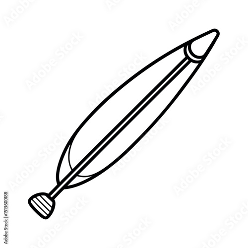 Paddleboard Side View Outline Vector Drawing