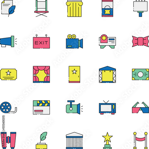 Film Industry Line Icon Design