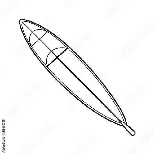 Paddleboard Line Art Outline Water Sport Vector