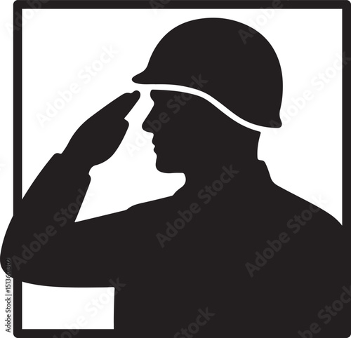 army soldier giving salute icon silhouette designs vector illustration