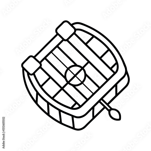 Inflatable Raft Line Art Outline Vector Image