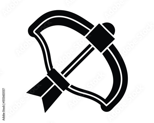 Simple Crossbow Icon, Black Solid Glyph for Archery, Hunting, or Medieval Weapon Themes