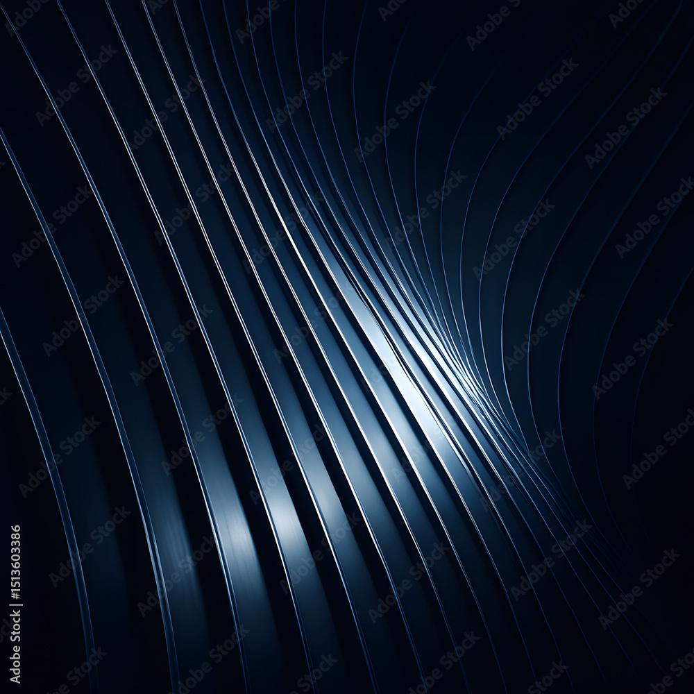 Naklejka premium Sleek Blue Metallic Waves