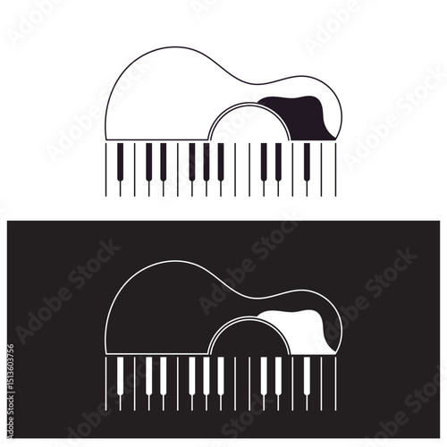 guitar and piano logo and vector template