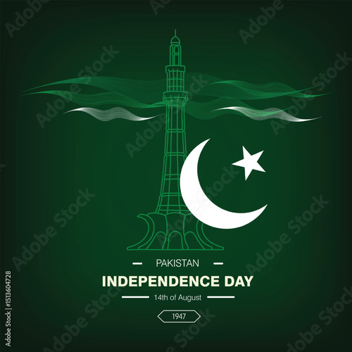 Minar-e-Pakistan star and moon social media banner with markhor background